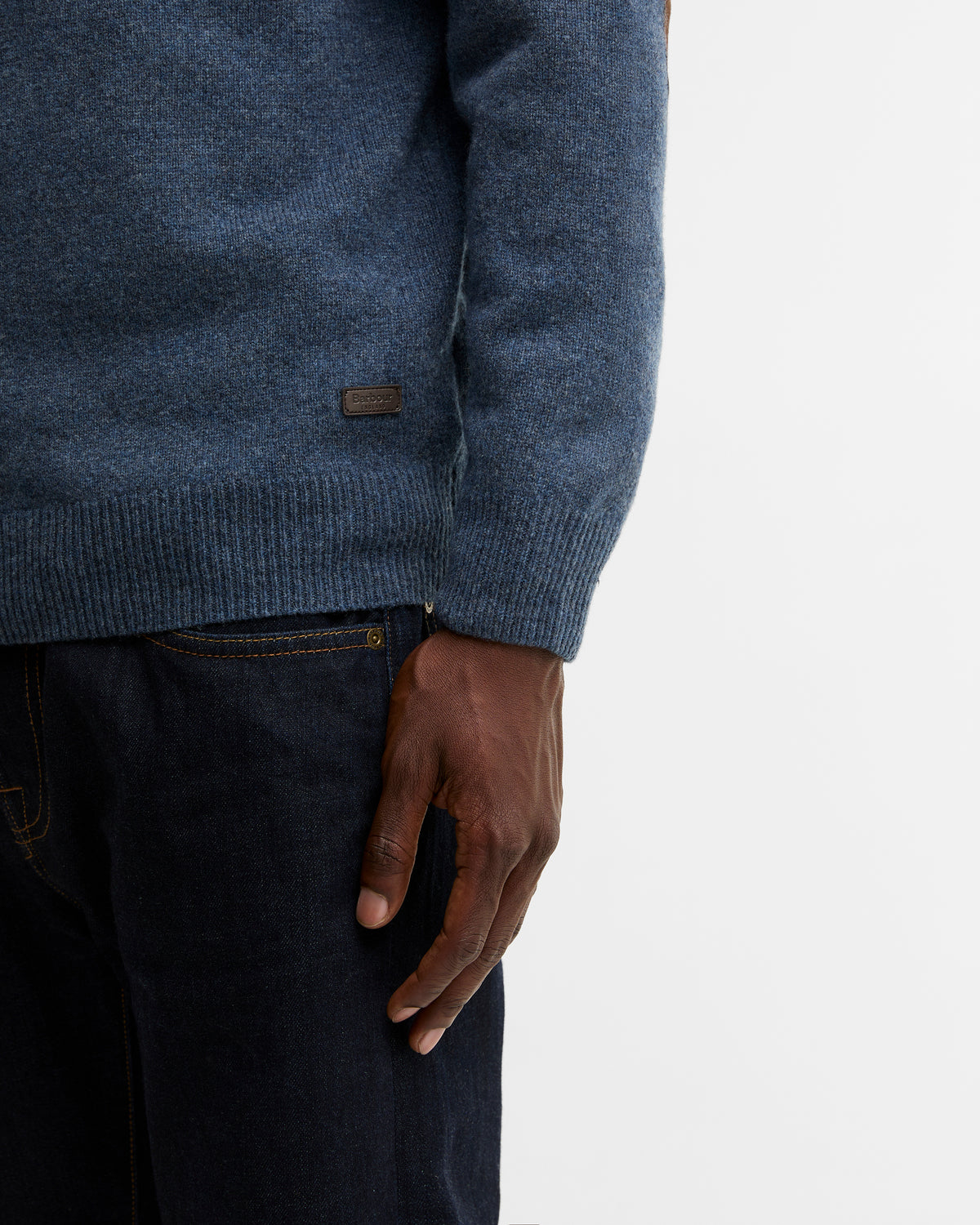 Essential Patch Half Zip Knitted Jumper Dark Indigo
