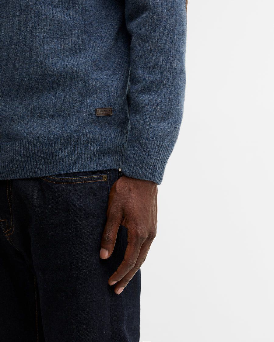 Essential Patch Half Zip Knitted Jumper Dark Indigo