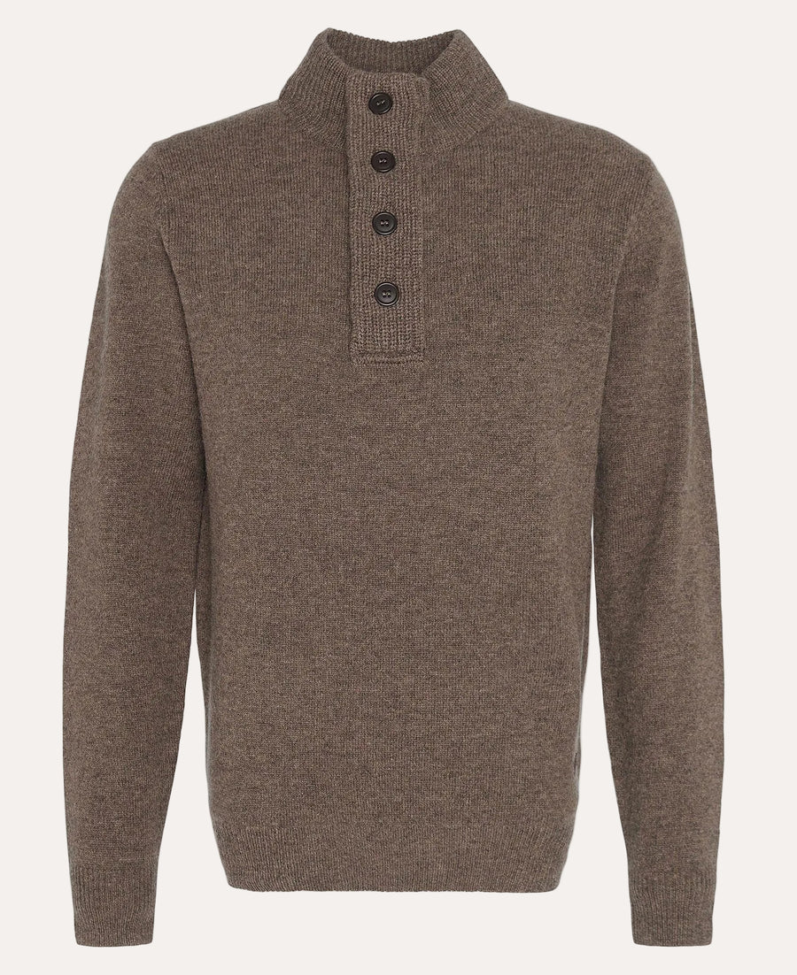 Essential Patch Half Zip Knitted Jumper Dark Stone - packshot