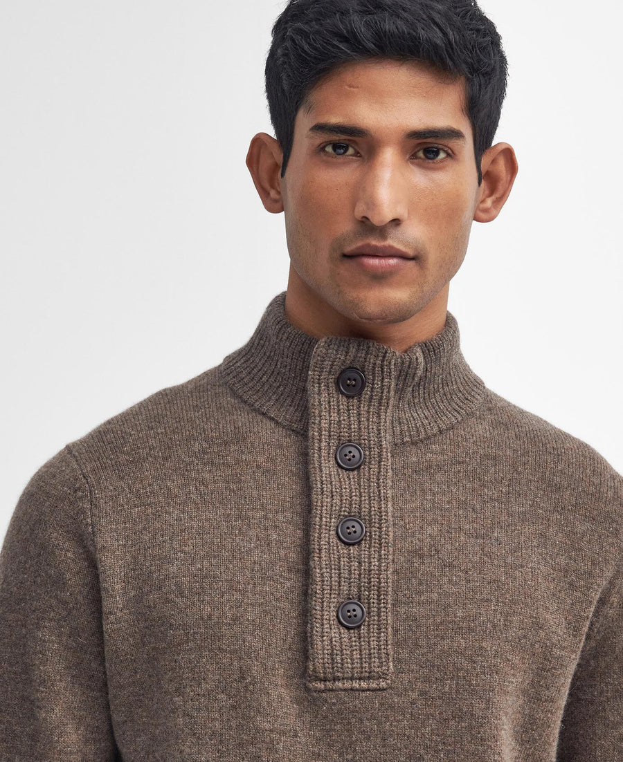 Essential Patch Half Zip Knitted Jumper Dark Stone - detaljbilde