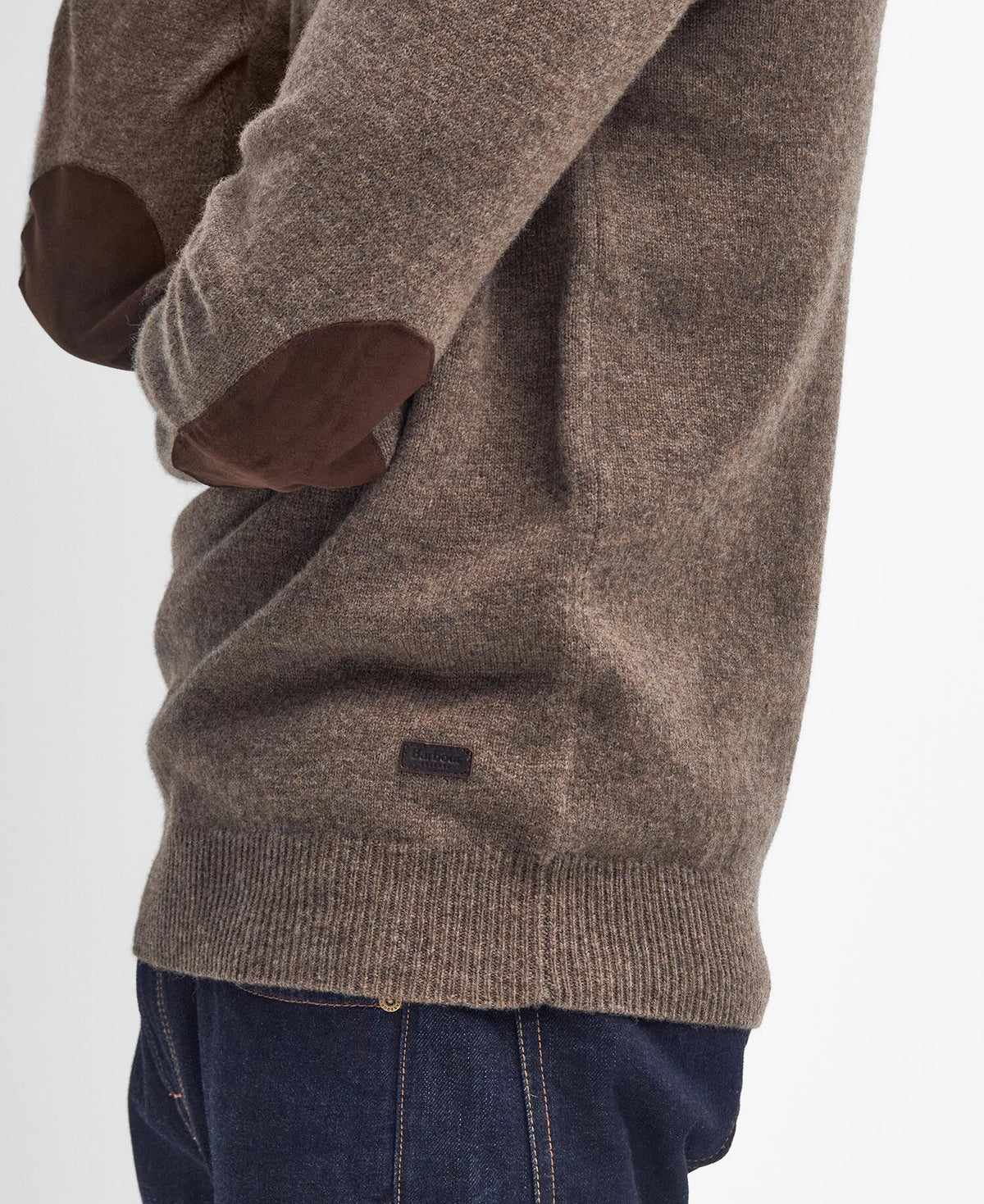 Essential Patch Half Zip Knitted Jumper Dark Stone - detaljbilde