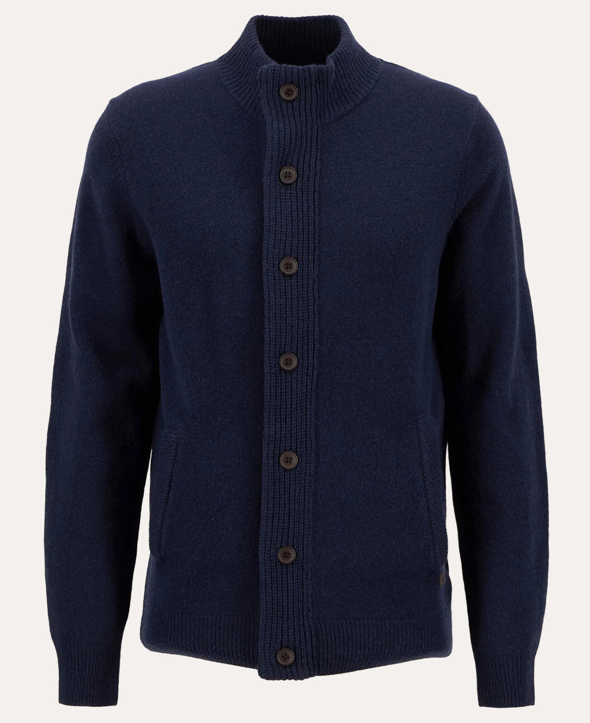 Essential Patch Zip Through Knitted Jumper Navy - packshot