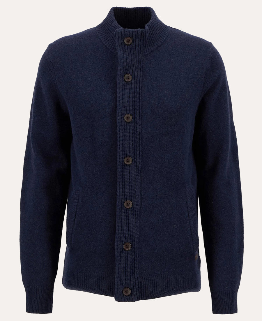 Essential Patch Zip Through Knitted Jumper Navy - packshot