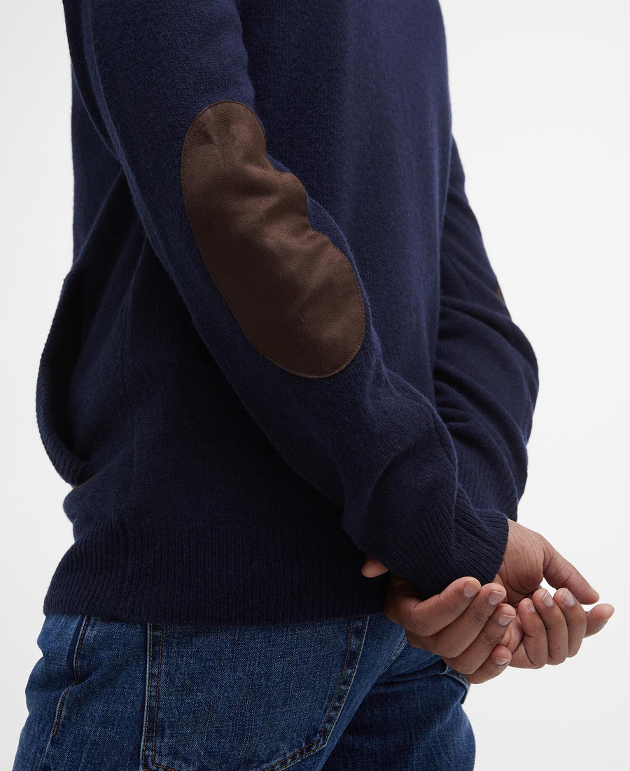 Essential Patch Zip Through Knitted Jumper Navy - detaljbilde