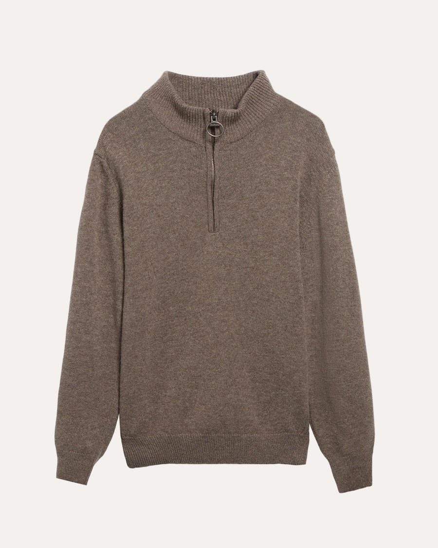 Essential Patch Zip Through Knitted Jumper New Stone - packshot