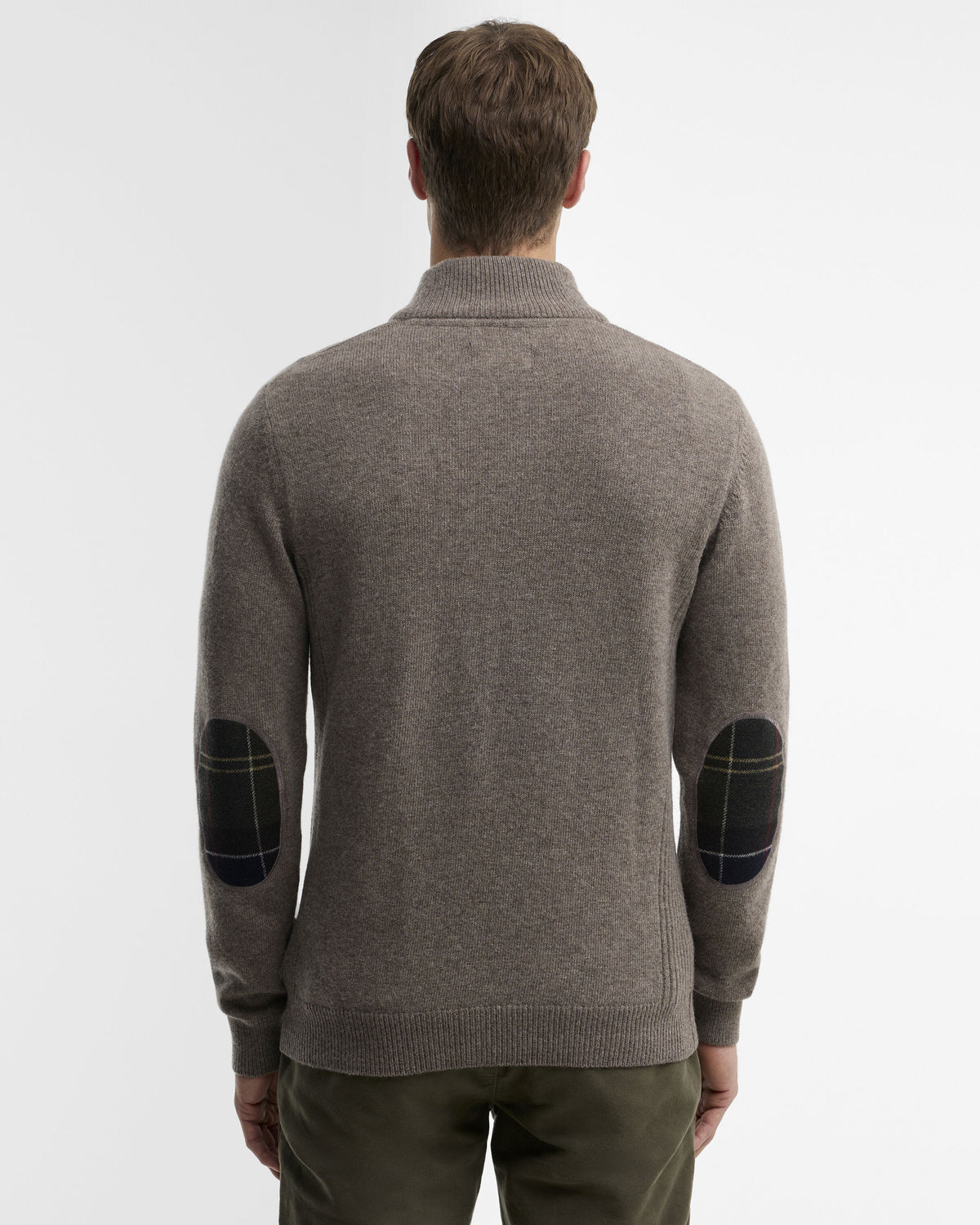 Essential Patch Zip Through Knitted Jumper New Stone - modellbilde bak