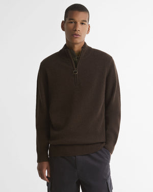 Holden Half Zip Knitted Jumper Dark Oak