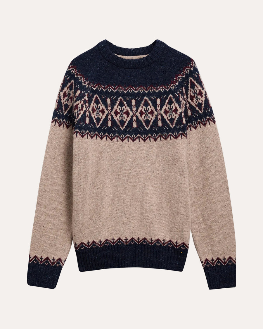 Tisbury Fairisle Crew Neck Navy - packshot