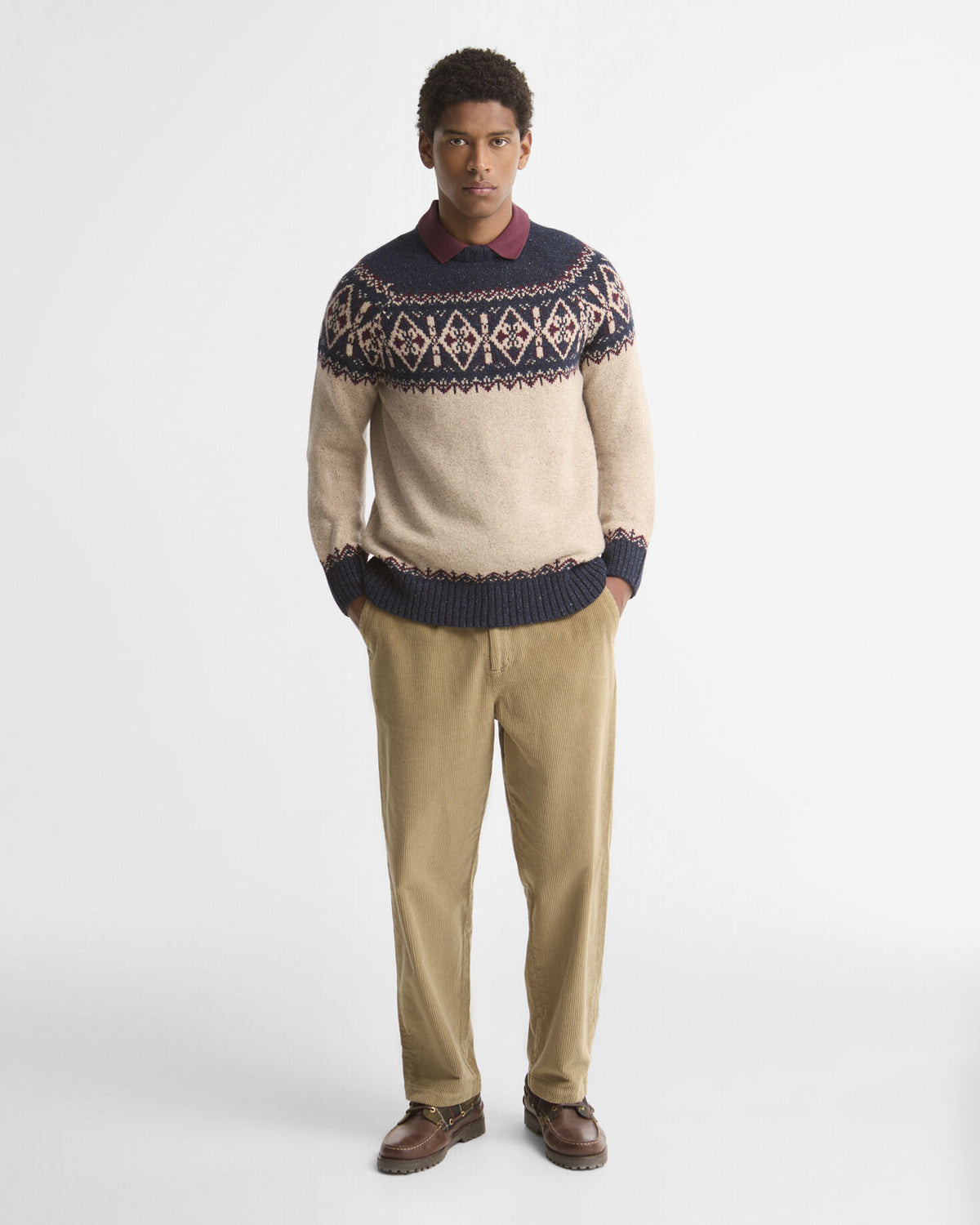 Tisbury Fairisle Crew Neck Navy - modellbilde get the look