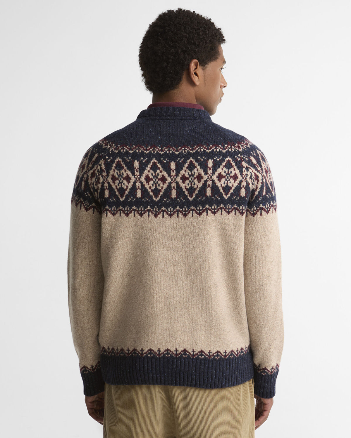 Tisbury Fairisle Crew Neck Navy - modellbilde bak
