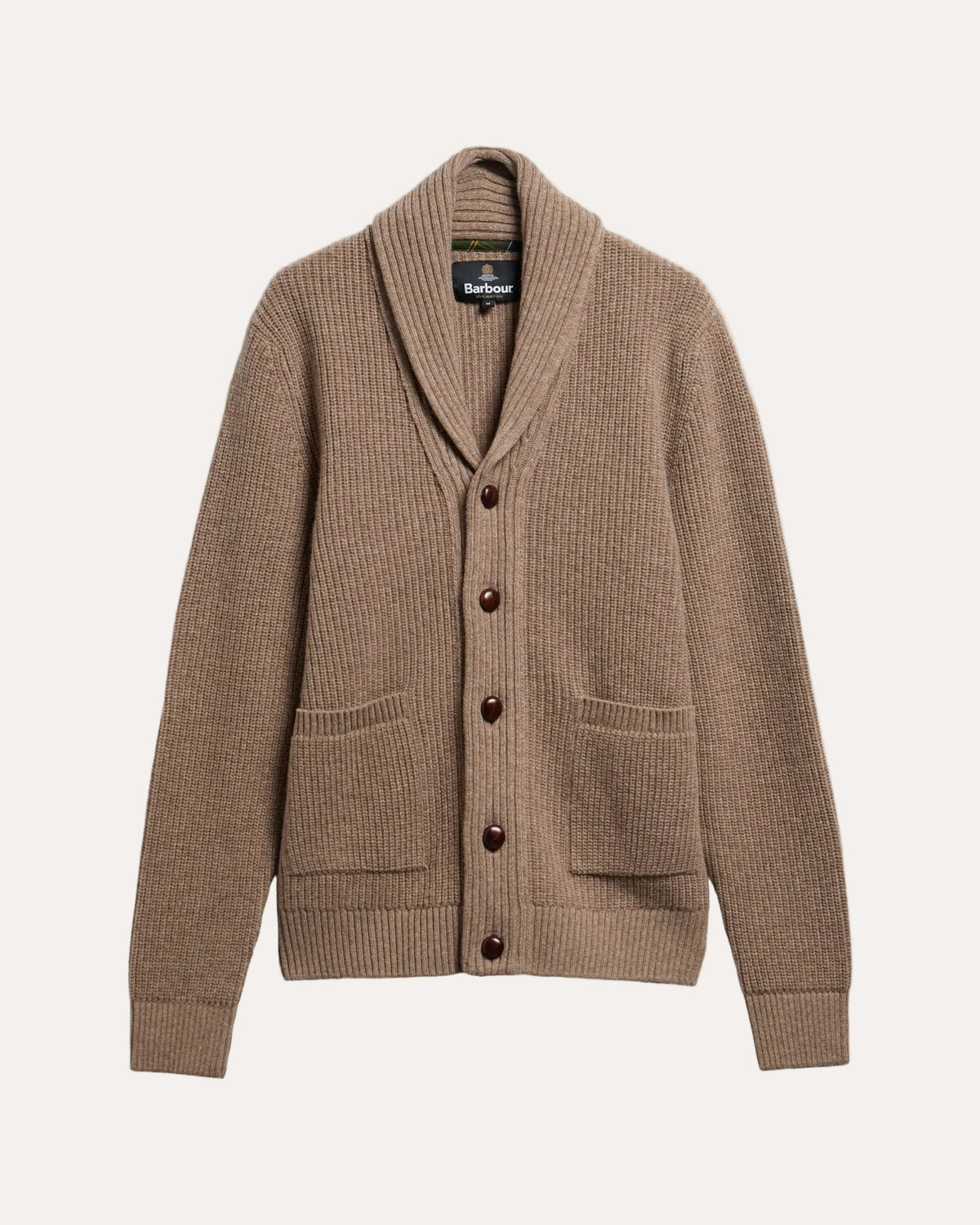 Hartland Knitted Shawl Neck Cardigan Stone - packshot