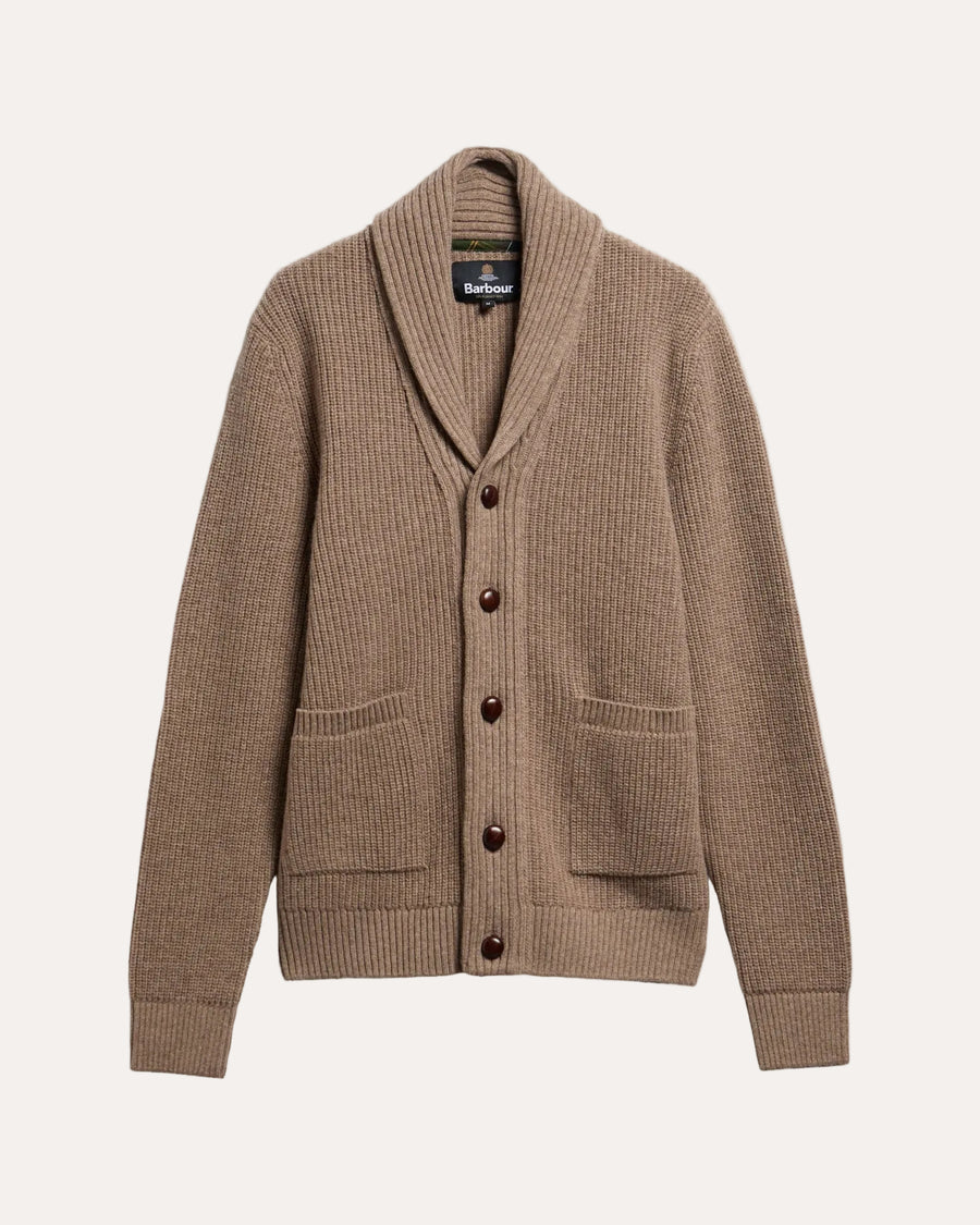 Hartland Knitted Shawl Neck Cardigan Stone - packshot