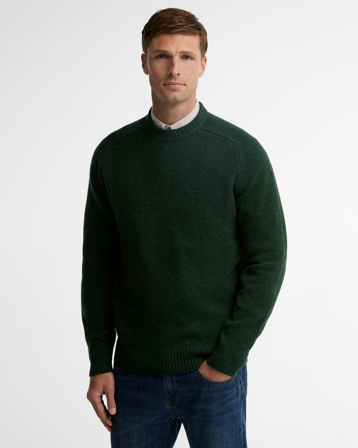 Newtown Crew Neck Sweater Sage - modellbilde front