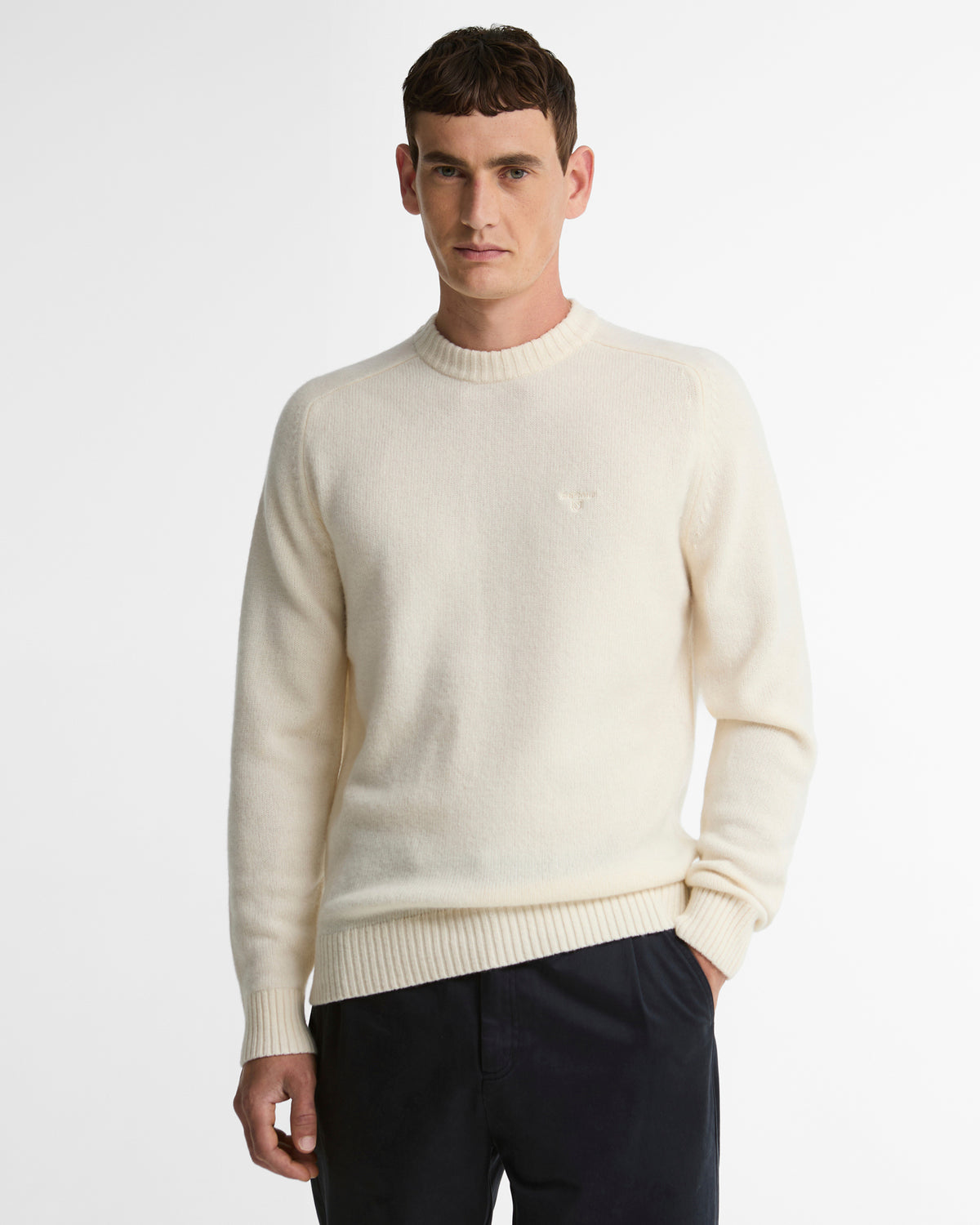 Newtown Crew Neck Sweater Antique White - modellbilde front