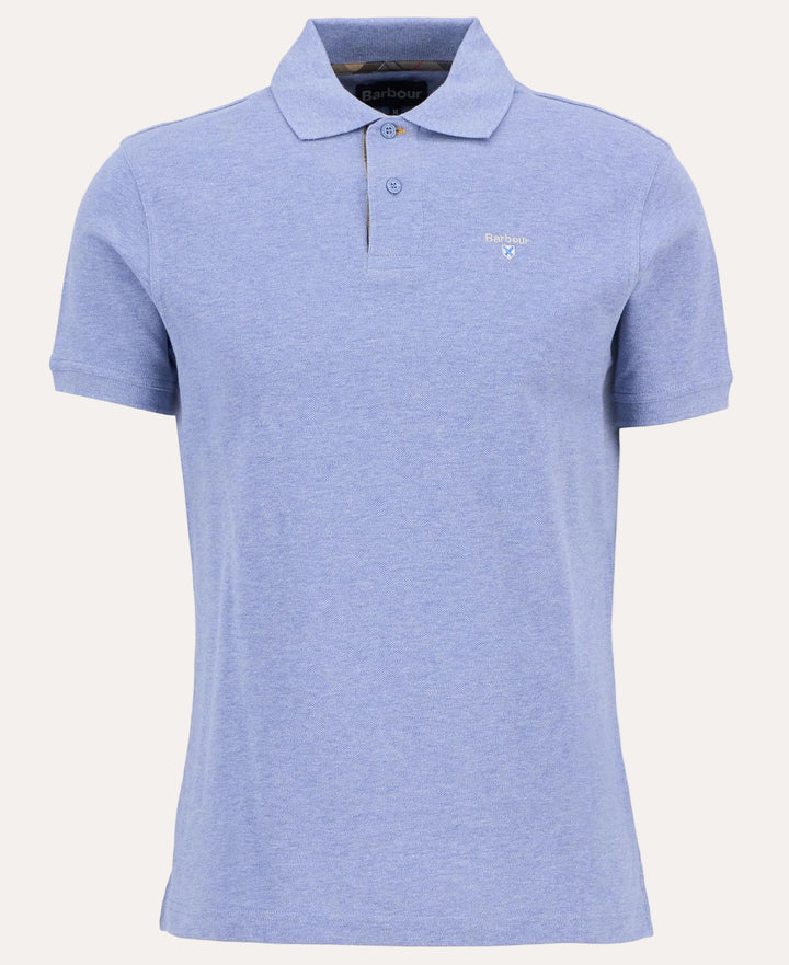 Tartan Pique Polo Shirt Sky Marl