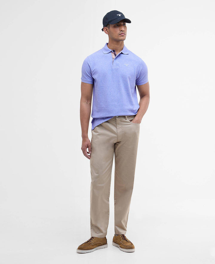 Tartan Pique Polo Shirt Sky Marl