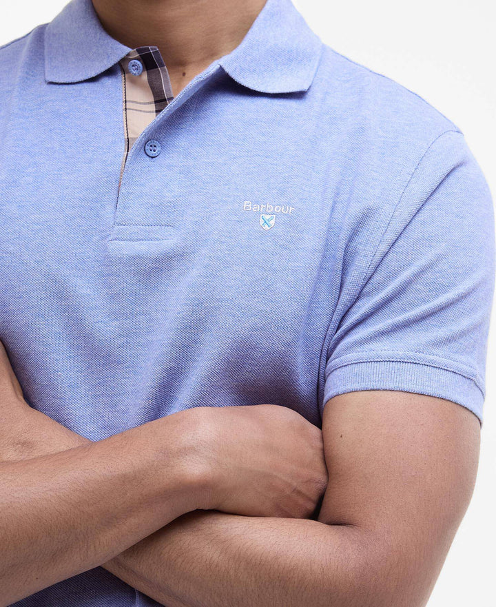 Tartan Pique Polo Shirt Sky Marl