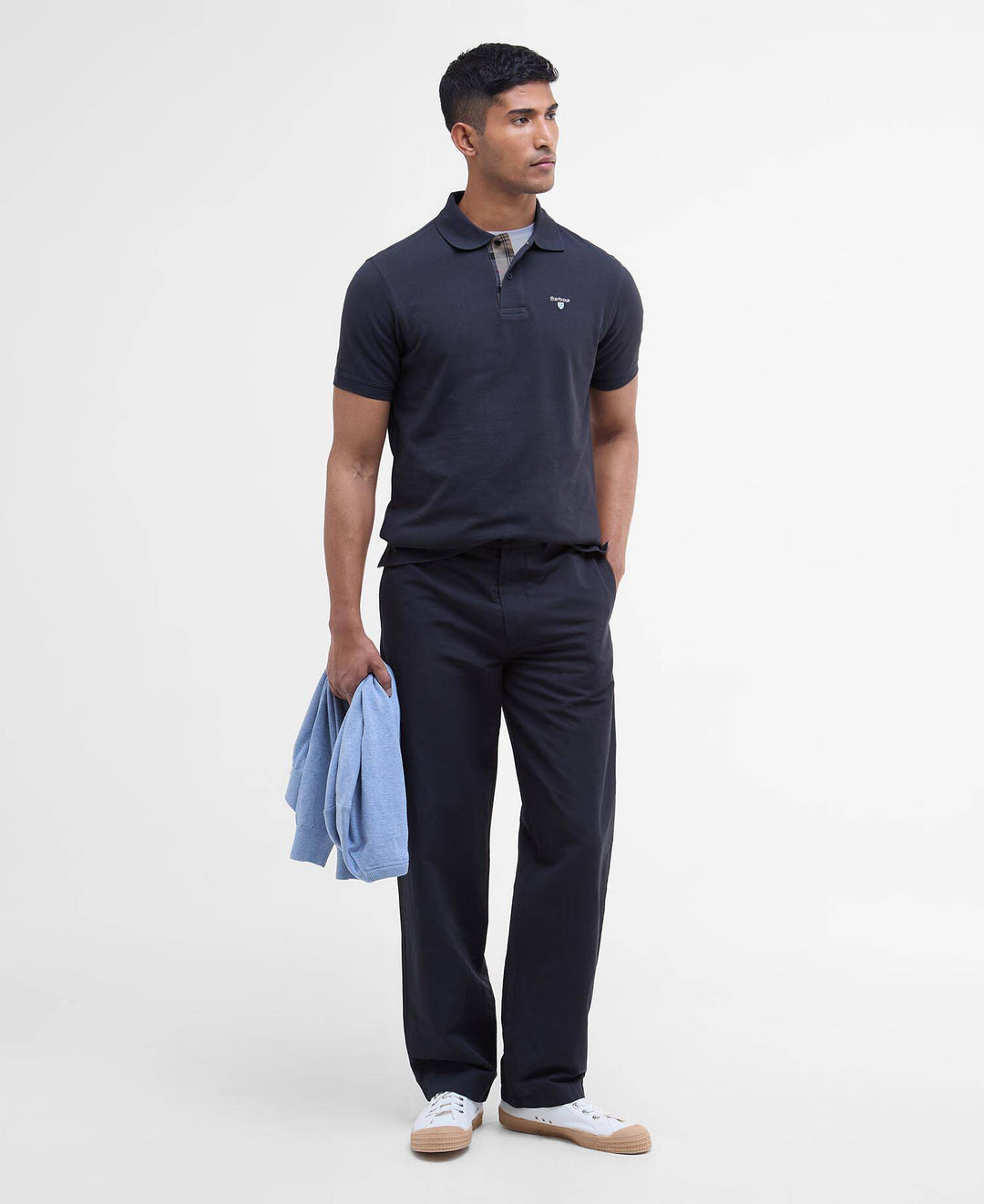 Tartan Pique Polo Shirt Navy