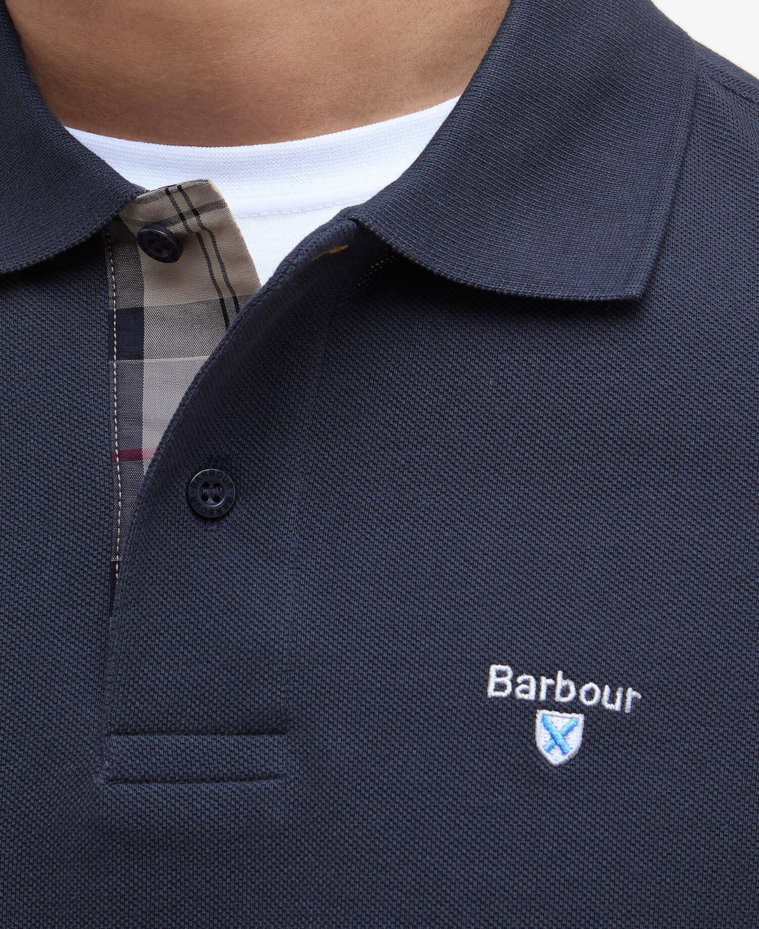 Tartan Pique Polo Shirt Navy