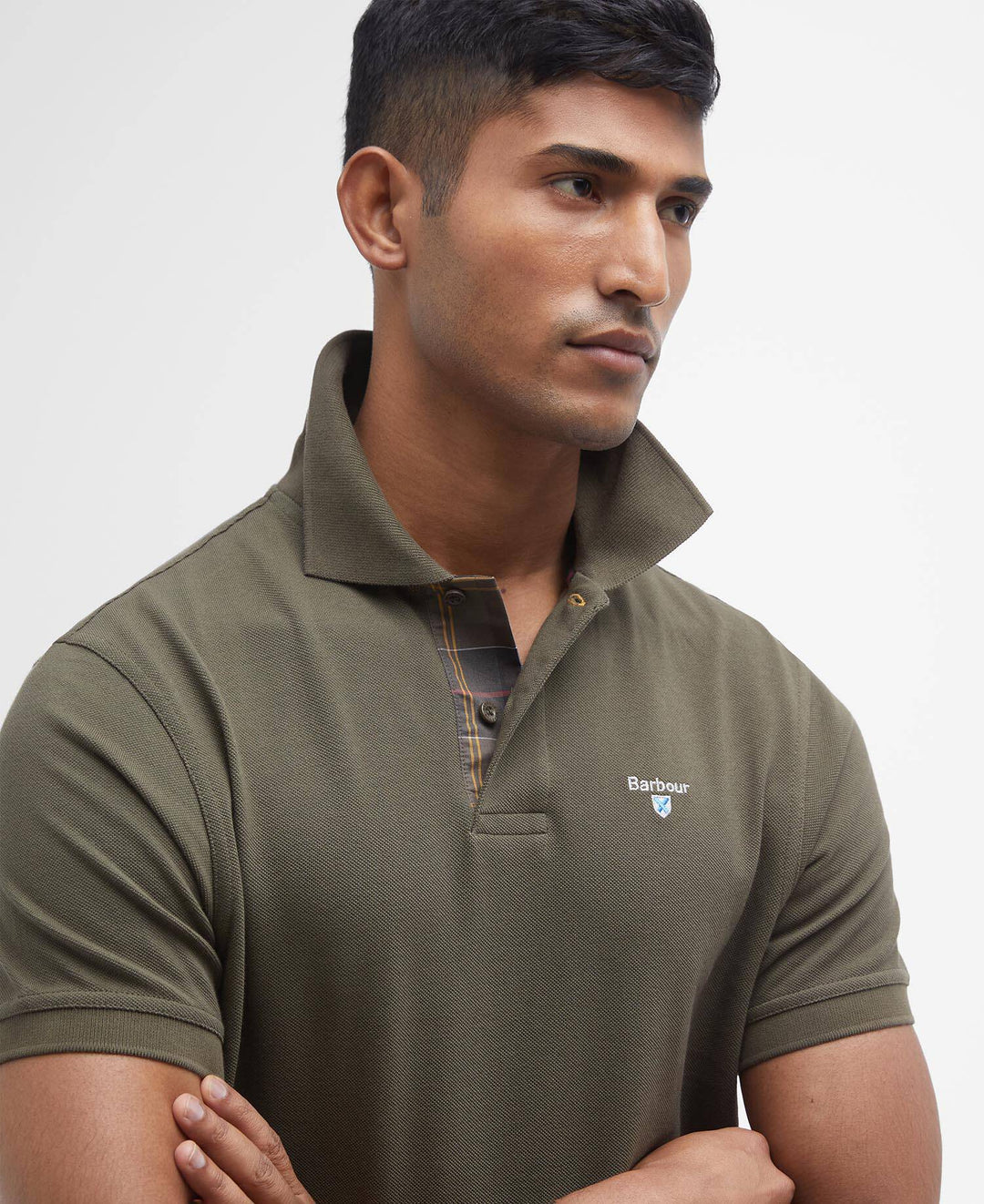 Tartan Pique Polo Shirt Olive