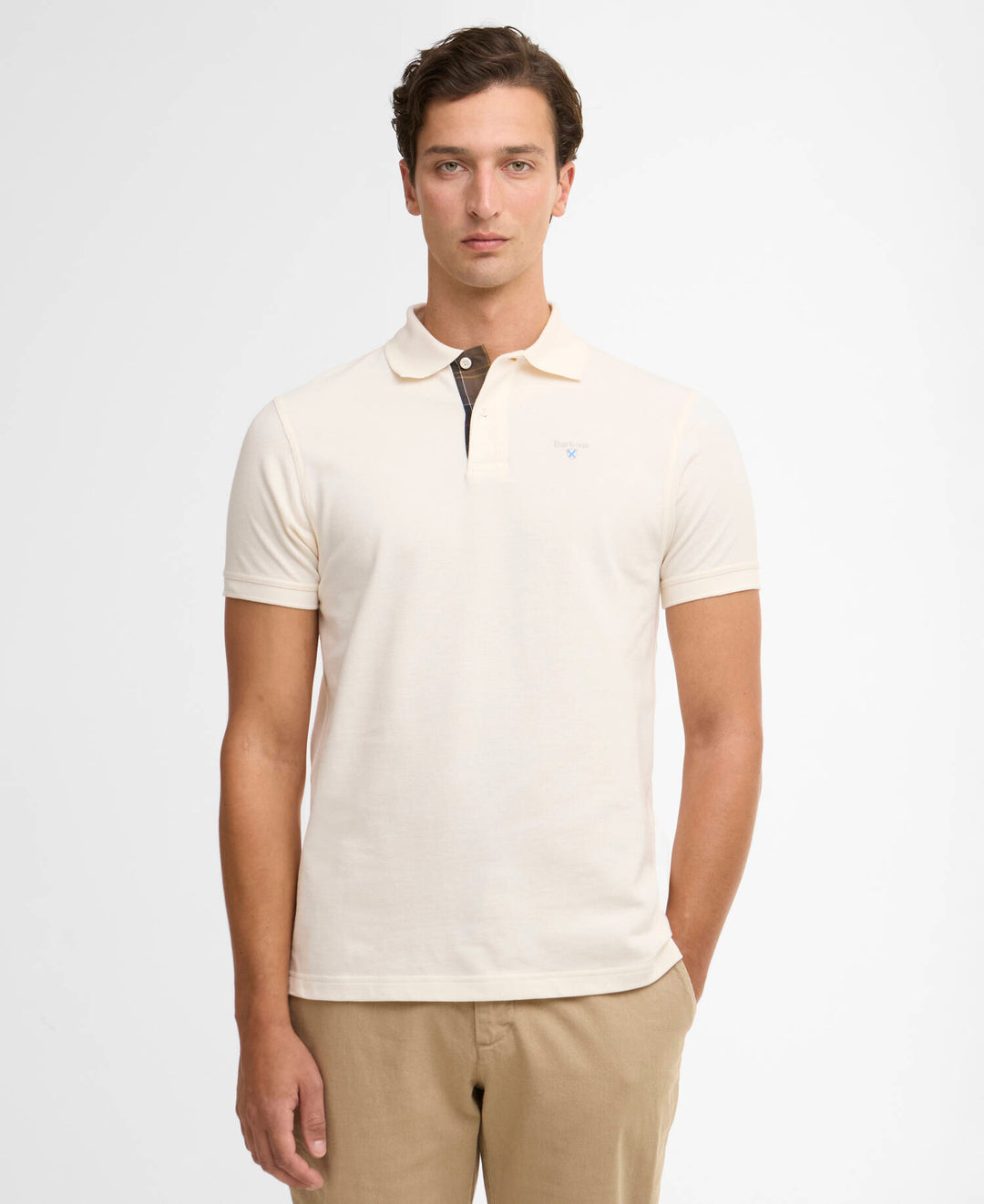 Tartan Pique Polo Shirt White - Packshot front