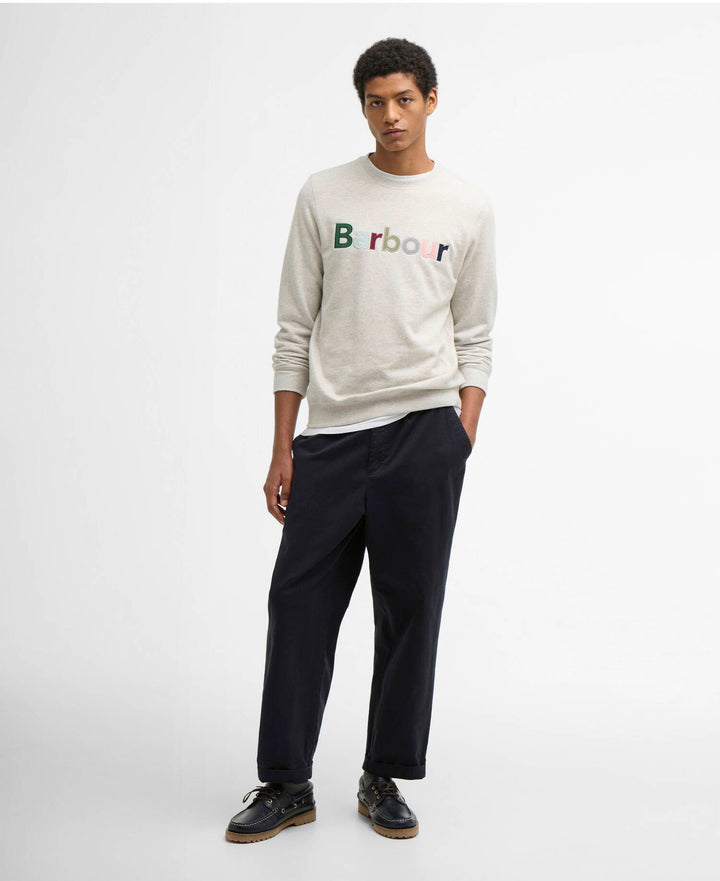 Pique Applique Crew Sweatshirt Ecru Marl