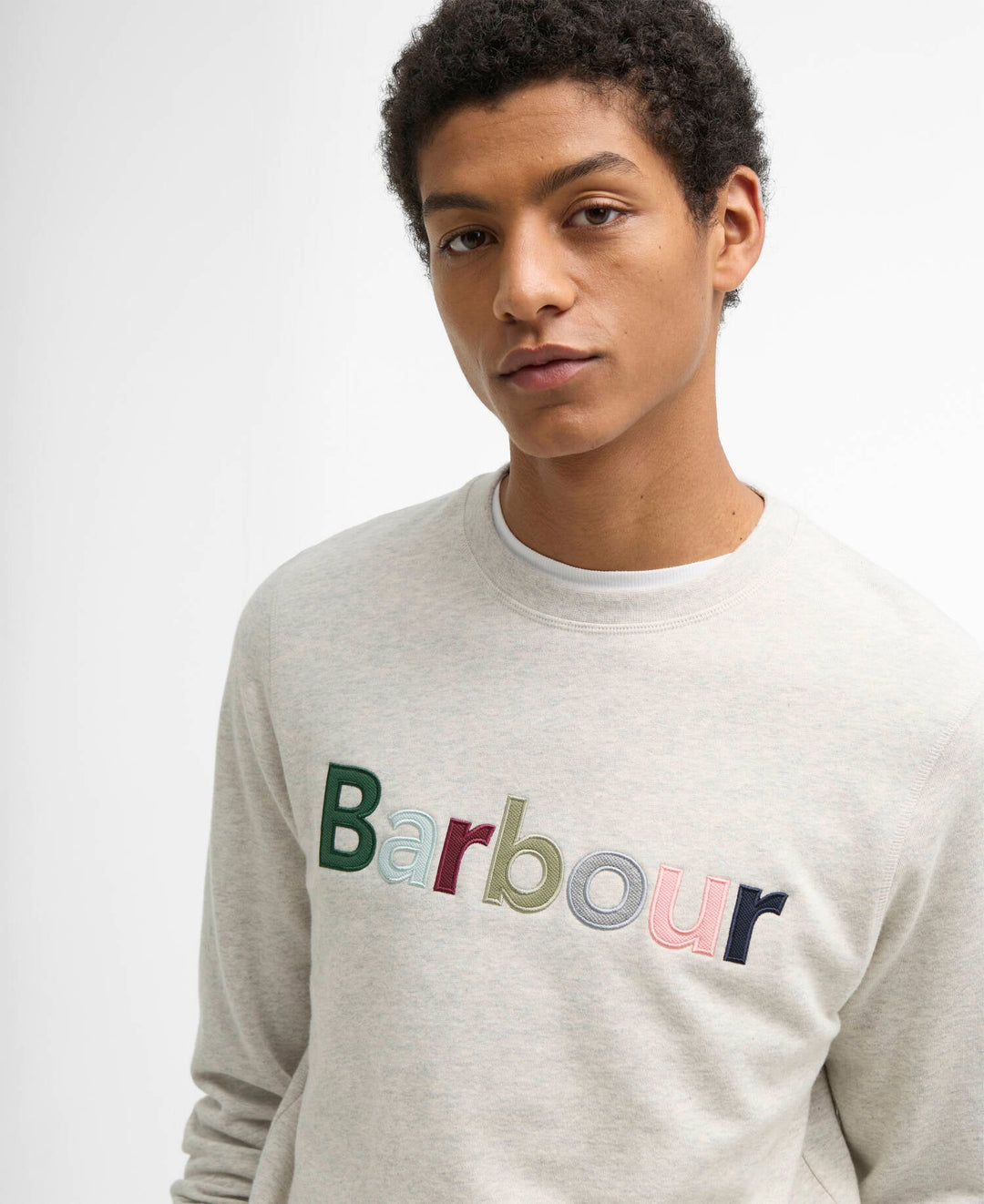 Pique Applique Crew Sweatshirt Ecru Marl