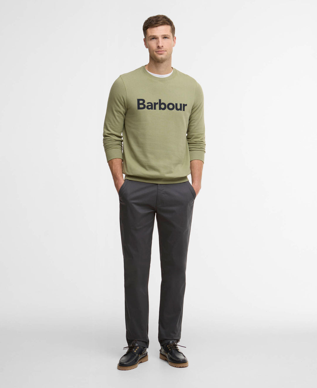 Pique Applique Crew Sweatshirt Laurel Green