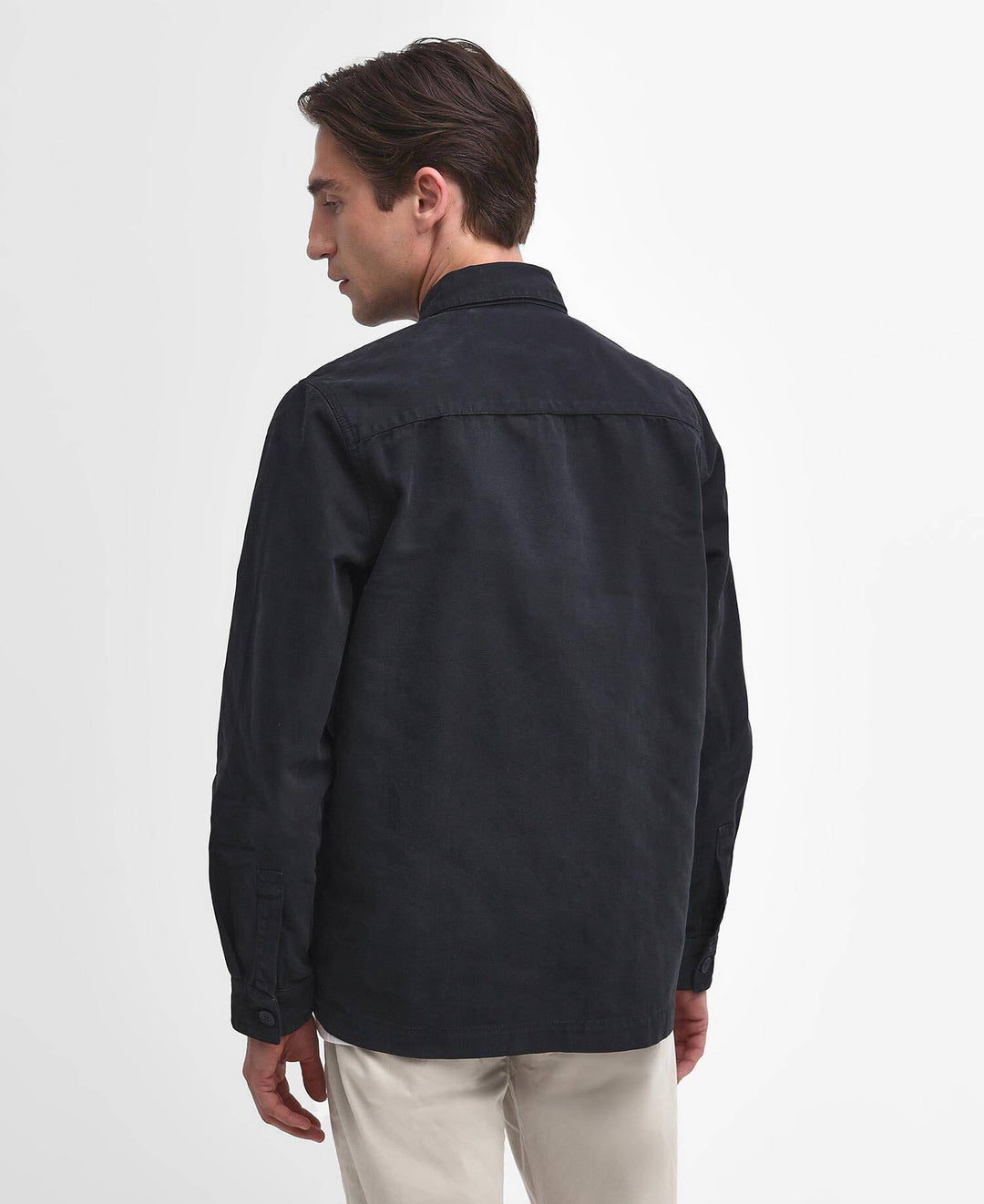 Washed Cotton Overshirt Navy - Modell back