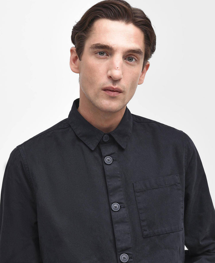 Washed Cotton Overshirt Navy - Detalj A