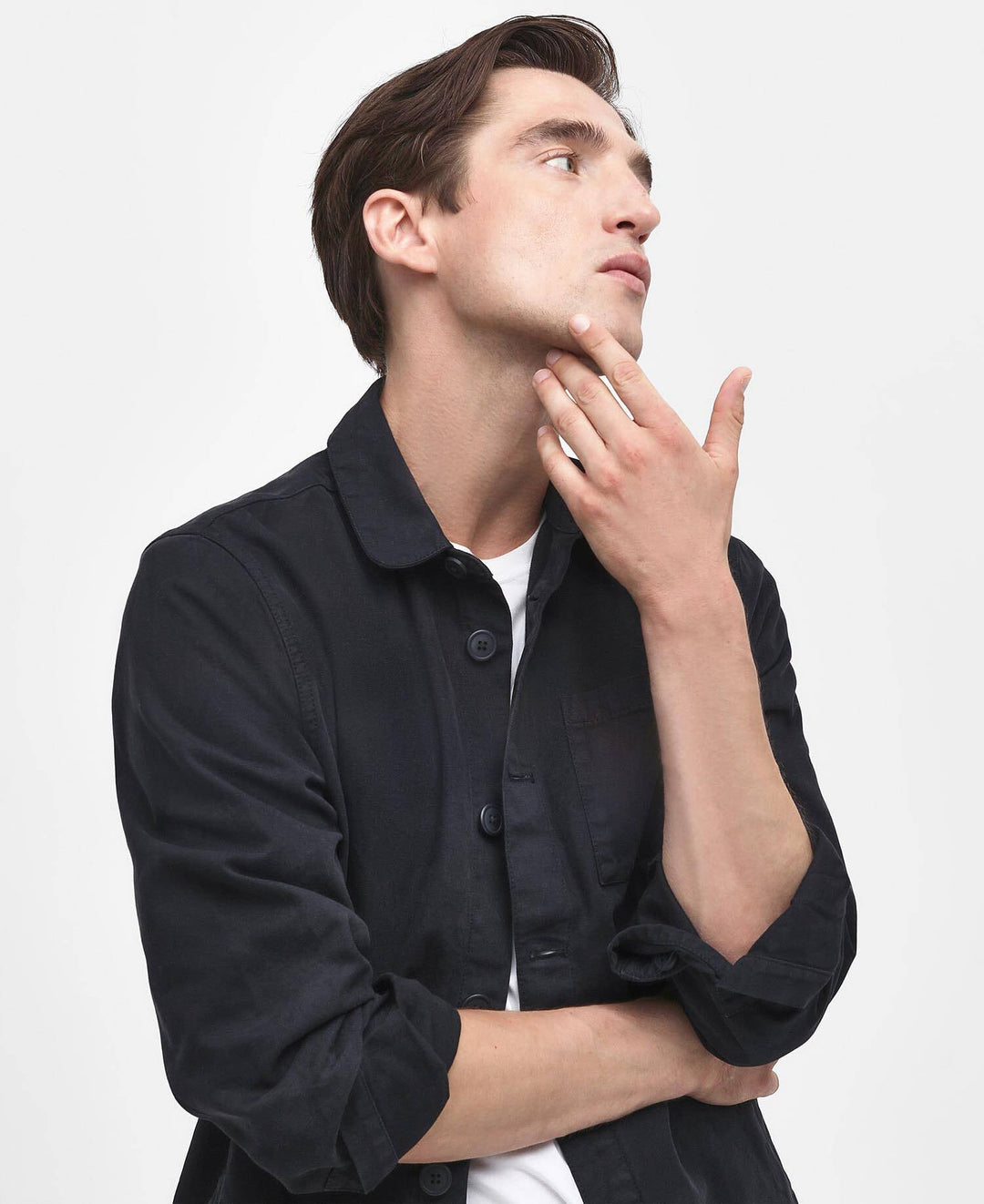 Washed Cotton Overshirt Navy - Detalj B