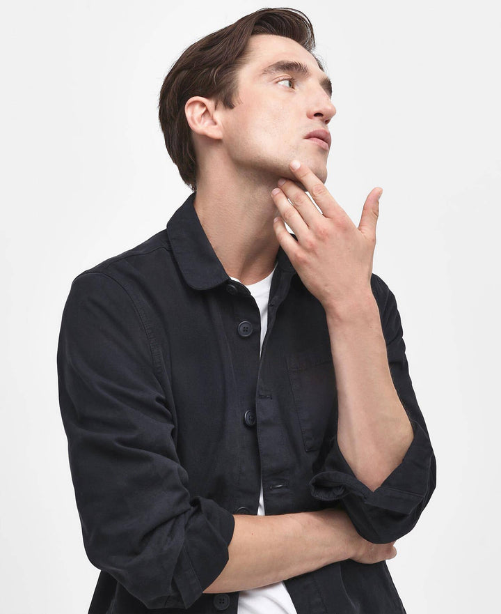 Washed Cotton Overshirt Navy - Detalj B