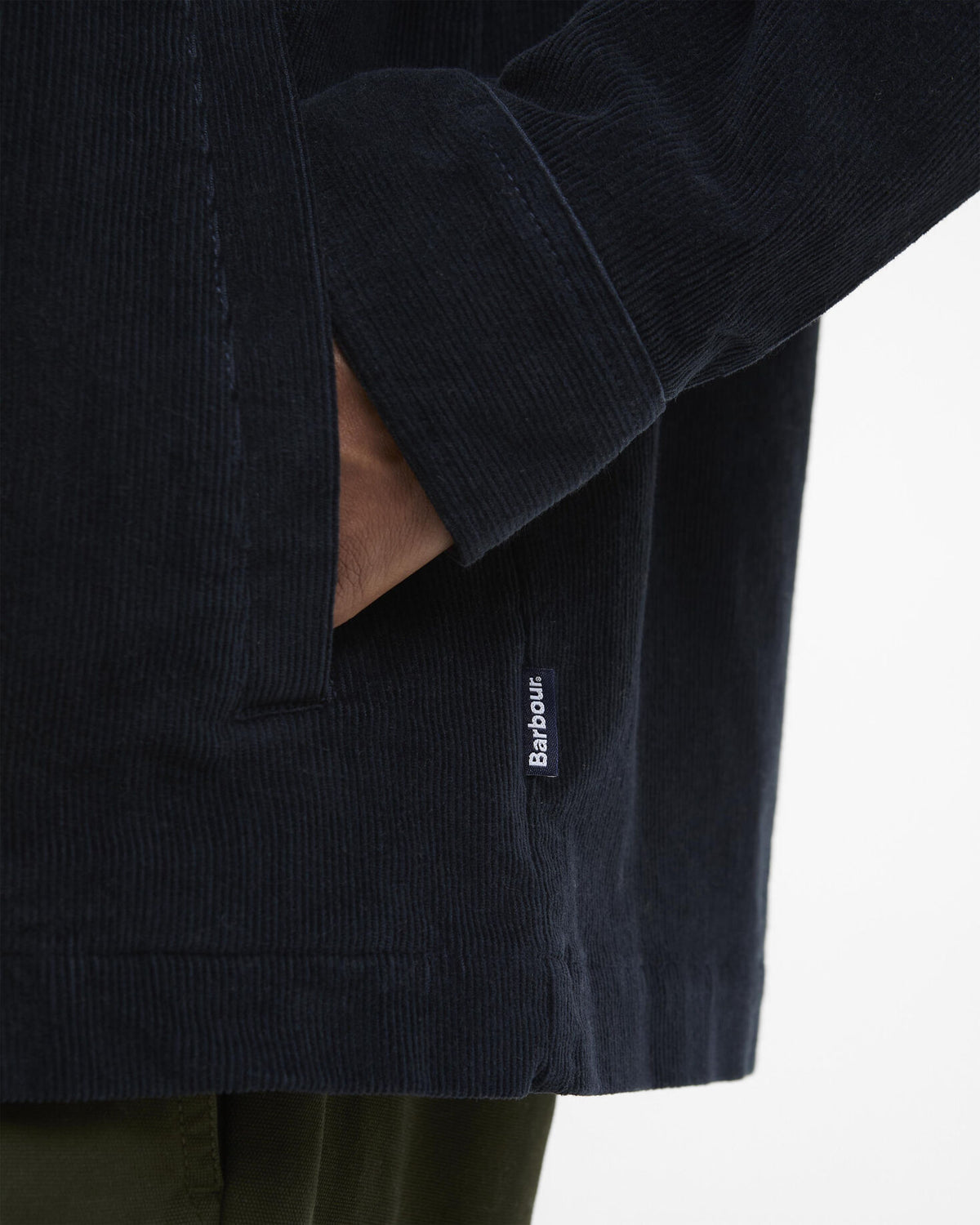Tartan Trimmed Cord Overshirt Navy - detaljbilde