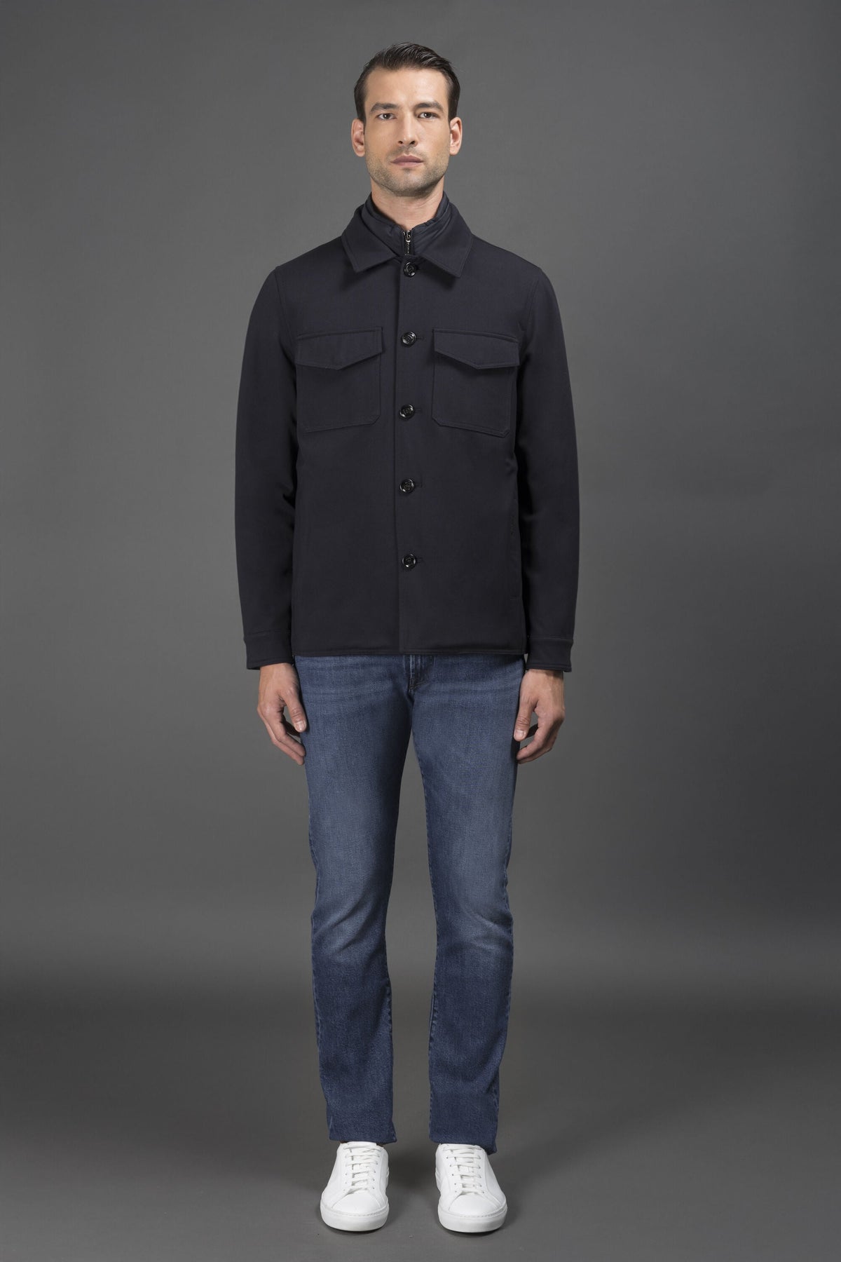Torquato Jacket Dark Blue - modellbilde