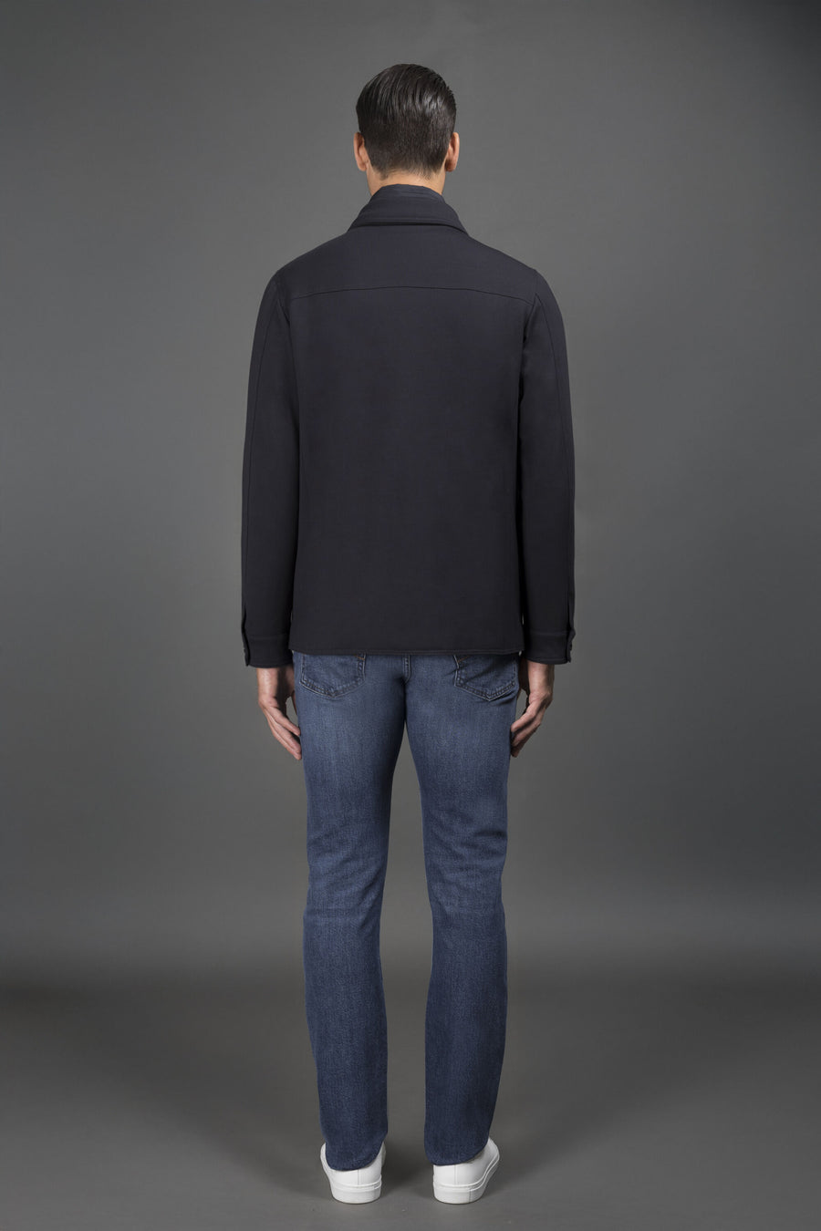 Torquato Jacket Dark Blue - modellbilde bakfra