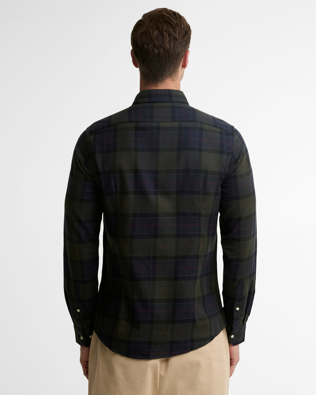 Barbour Fortrose Tailored Tartan Shirt Shadow Classic Tartan - modellbilde bakfra