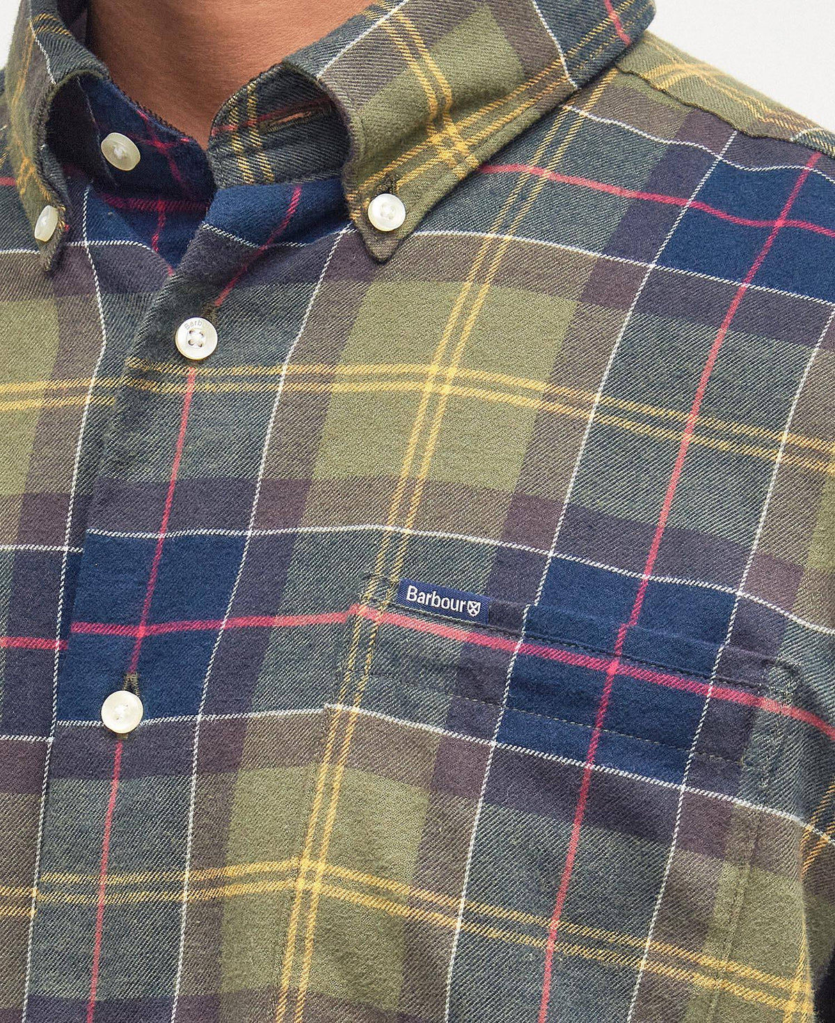 Barbour Fortrose Tailored Tartan Shirt Classic Tartan - modellbilde detalj