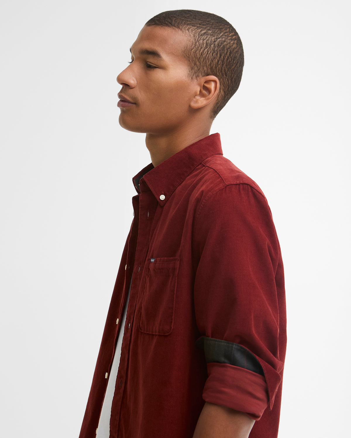 Ramsey Tailored Cord Shirt Russet Brown - detaljbilde
