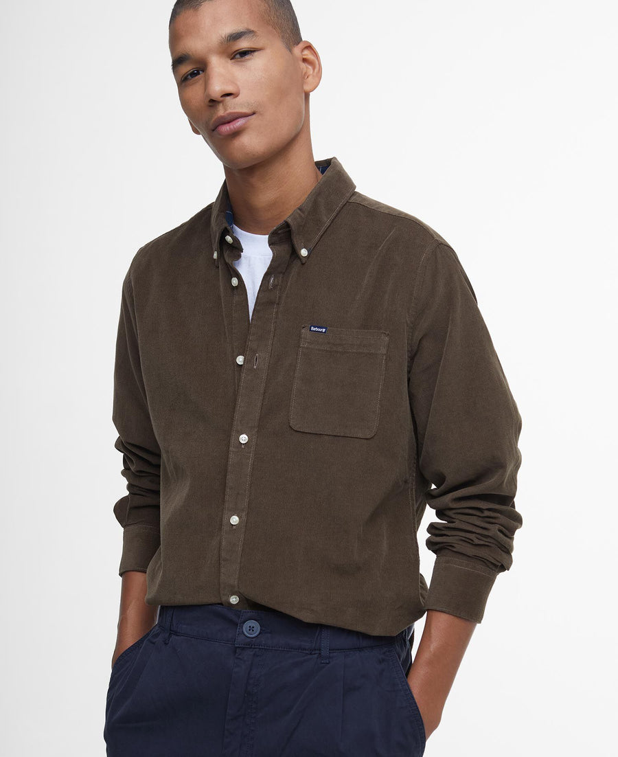 Barbour Ramsey Tailored Cord Shirt Brown - detaljbilde