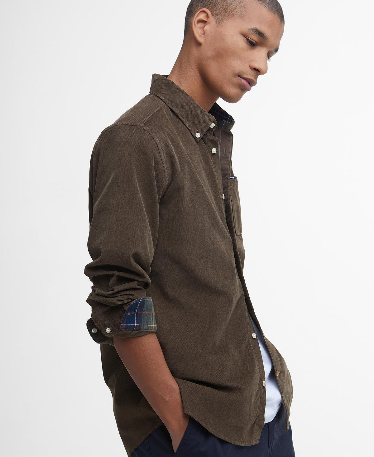 Barbour Ramsey Tailored Cord Shirt Brown - detaljbilde