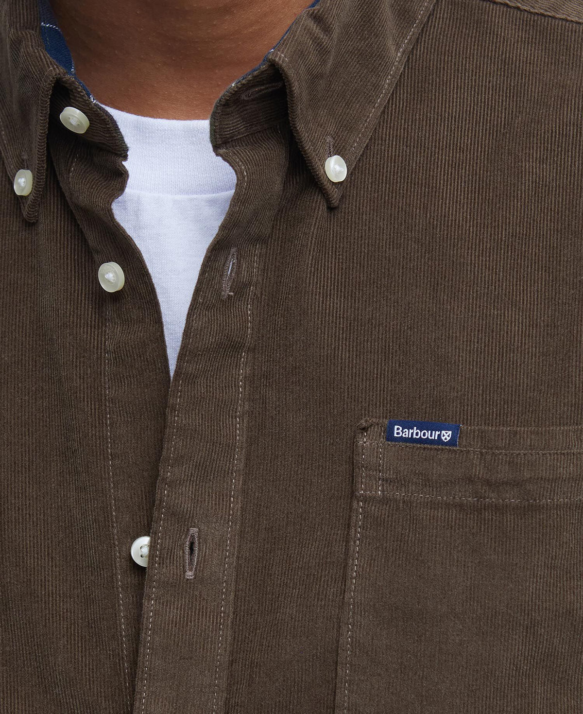 Barbour Ramsey Tailored Cord Shirt Brown - detaljbilde