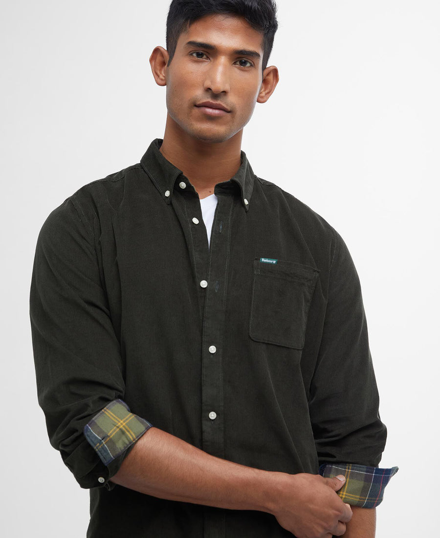 Ramsey Tailored Cord Shirt Forest - modellbilde
