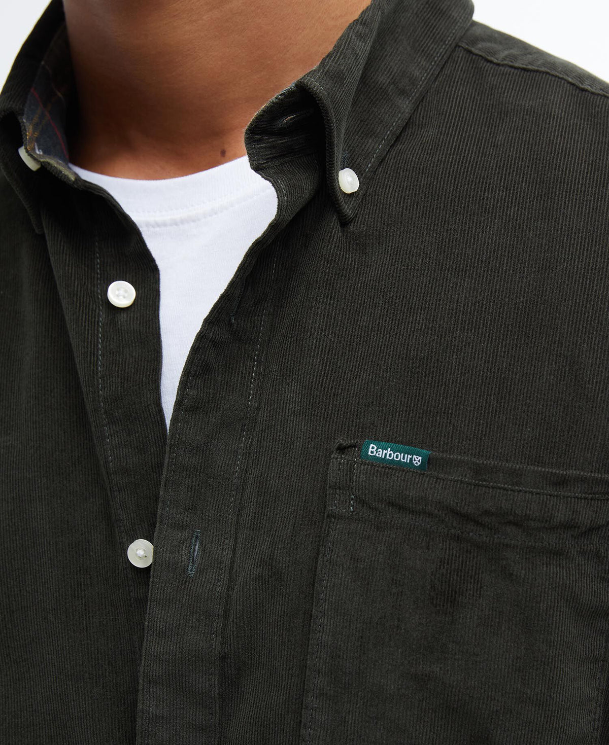 Ramsey Tailored Cord Shirt Forest - modellbilde