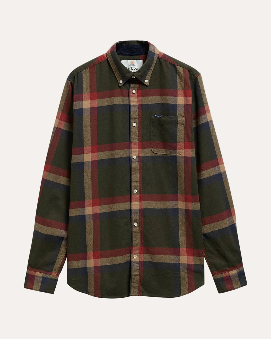 Folley Tailored Check Shirt Mid Olive - packshot
