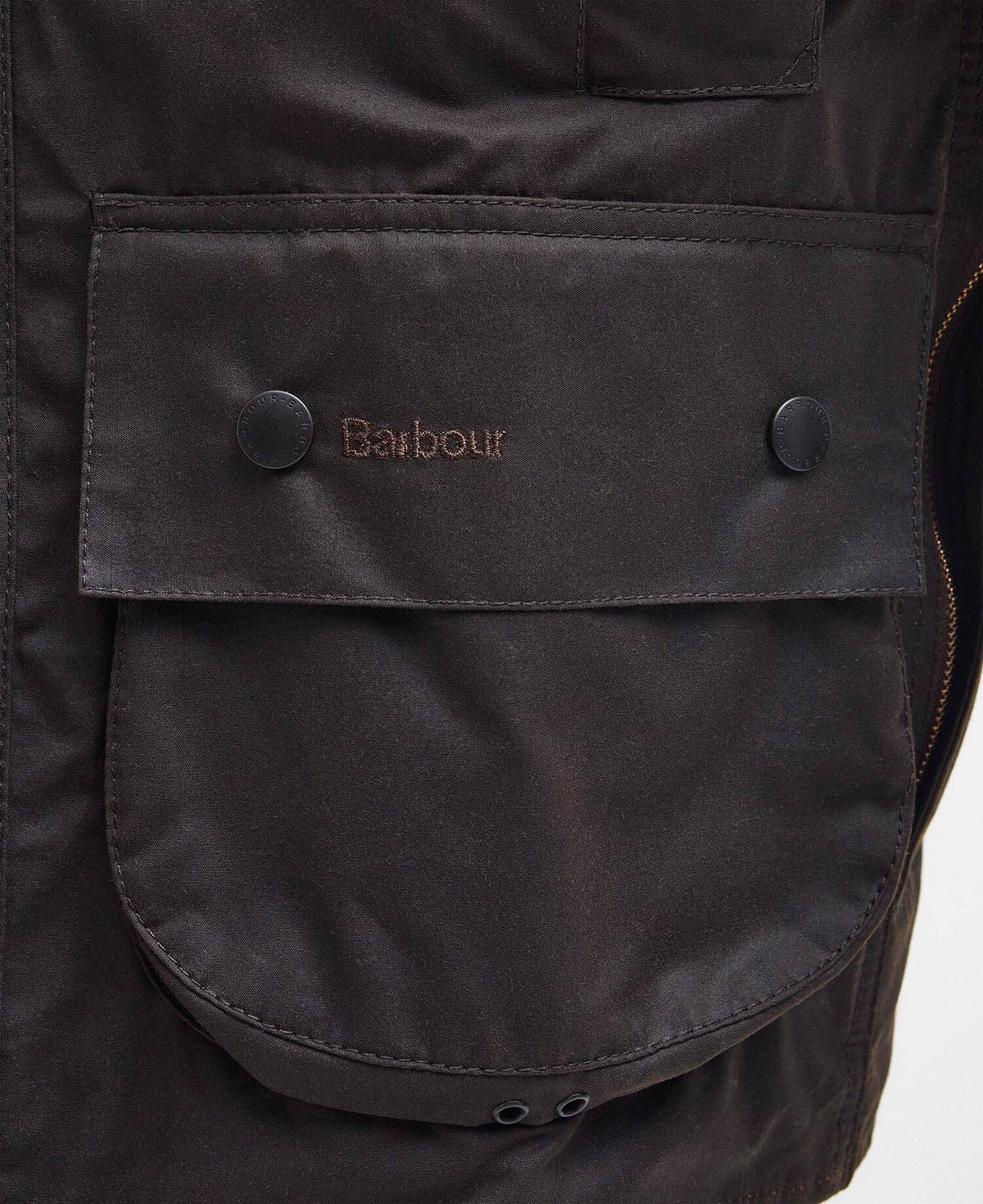 Classic Beaufort Wax Jacket Olive – detalj