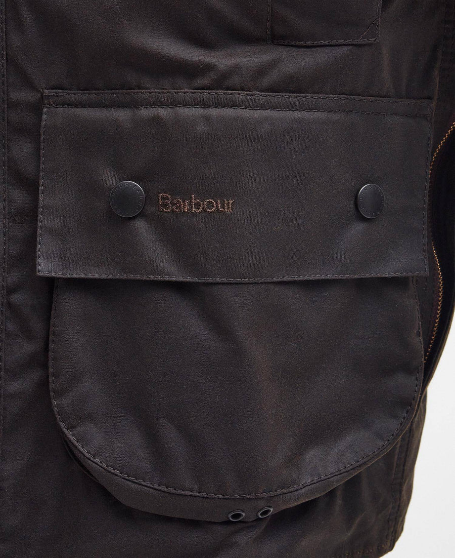 Classic Beaufort Wax Jacket Olive – detalj
