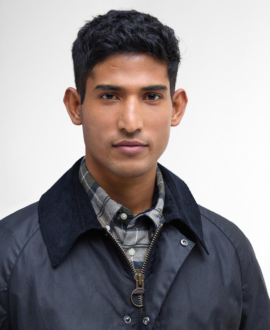 Barbour Ashby Wax Jacket Navy - detaljbilde