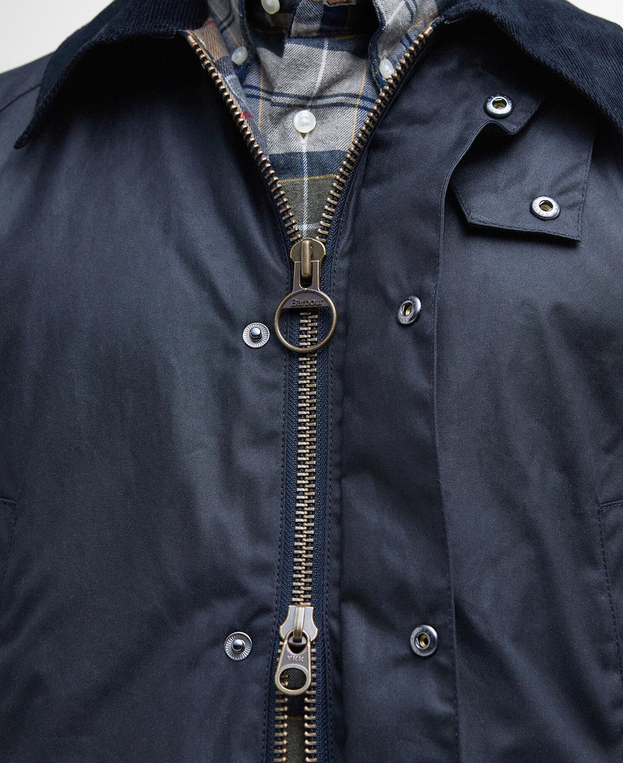 Barbour Ashby Wax Jacket Navy - detaljbilde