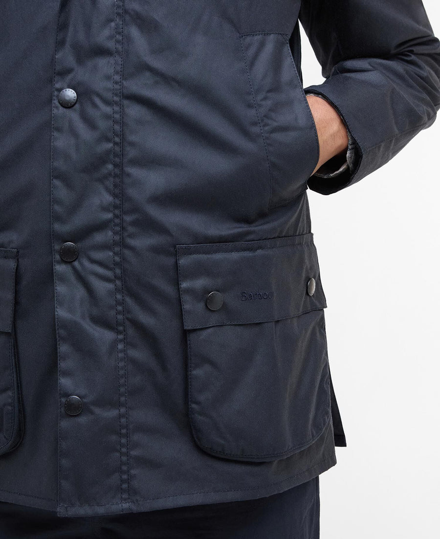 Barbour Ashby Wax Jacket Navy - detaljbilde