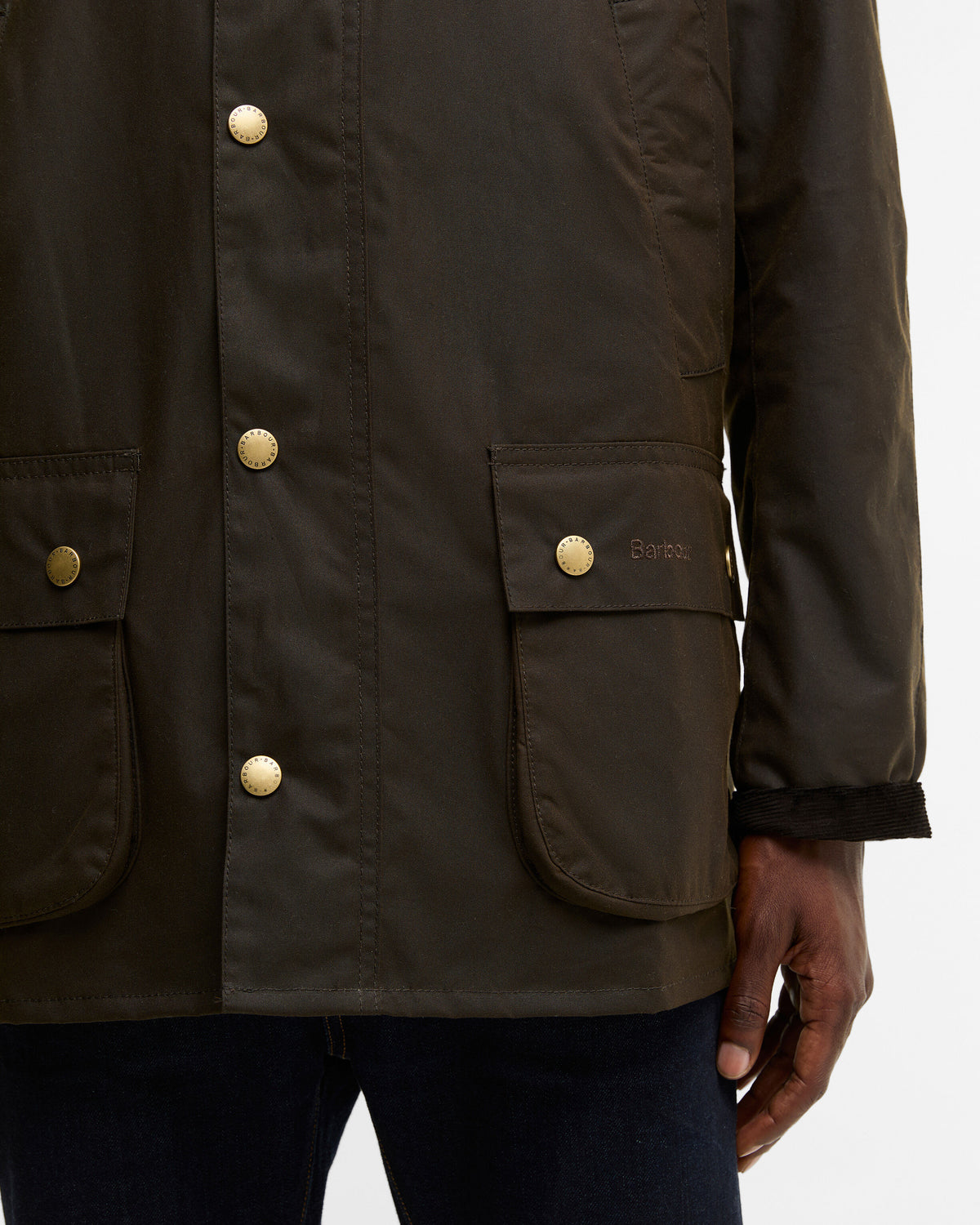 Barbour Ashby Wax Jacket Olive - detaljbilde